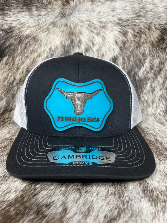 P3 Custom Hats Hair on Hide Longhorn Leather Patch Hat