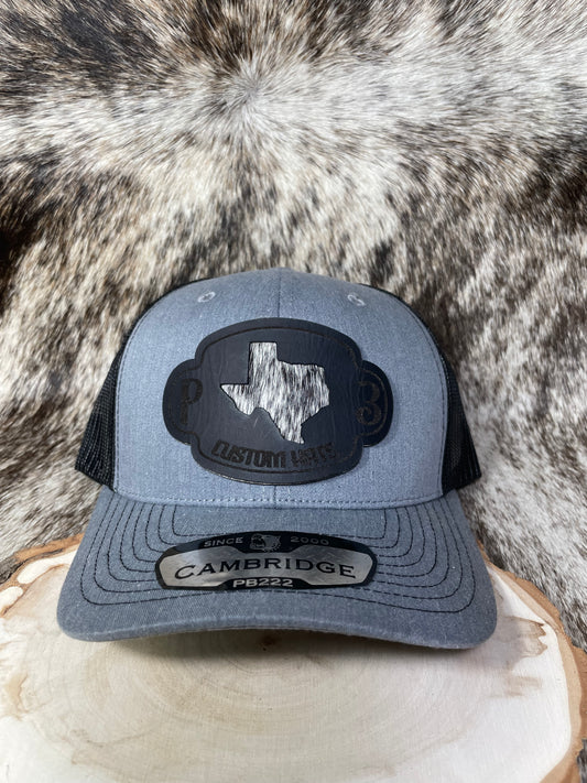 P3 Custom Hats Hair on Hide Texas Leather Patch Hat