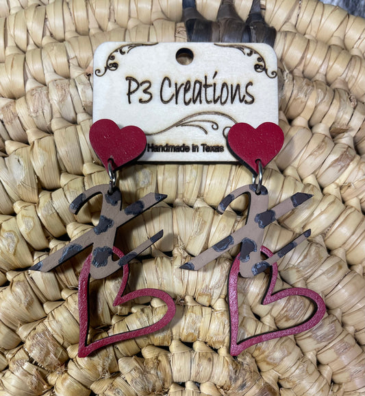 Cheetah Print XO Earrings with Heart Stud