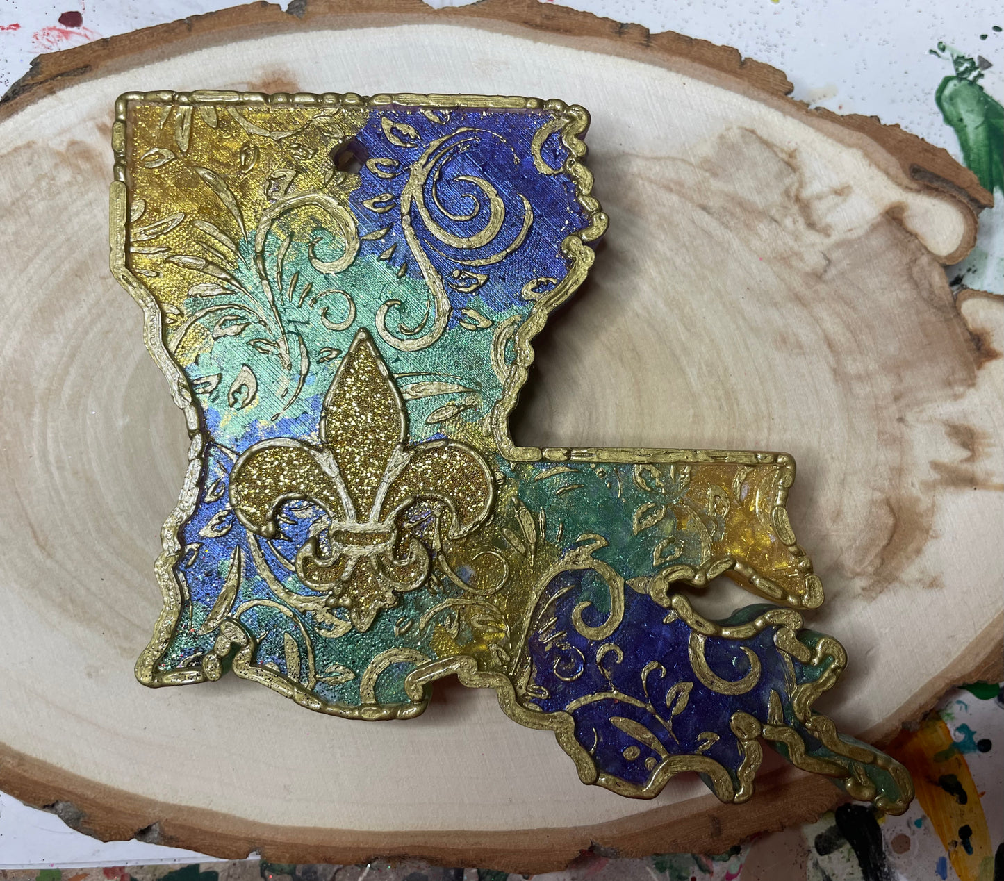 Louisiana with Leather Tooling and Fleur de Lis Mold for Freshies, Soap, Ice, Resin, etc.