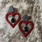 Glittered Heart Earrings with Bling