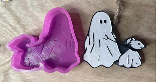 Viral Ghost Walking its Dog Mold for Freshies, Soap, Ice, Resin, etc.