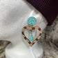 Faux Turquoise and Leopard Print Heart Earrings