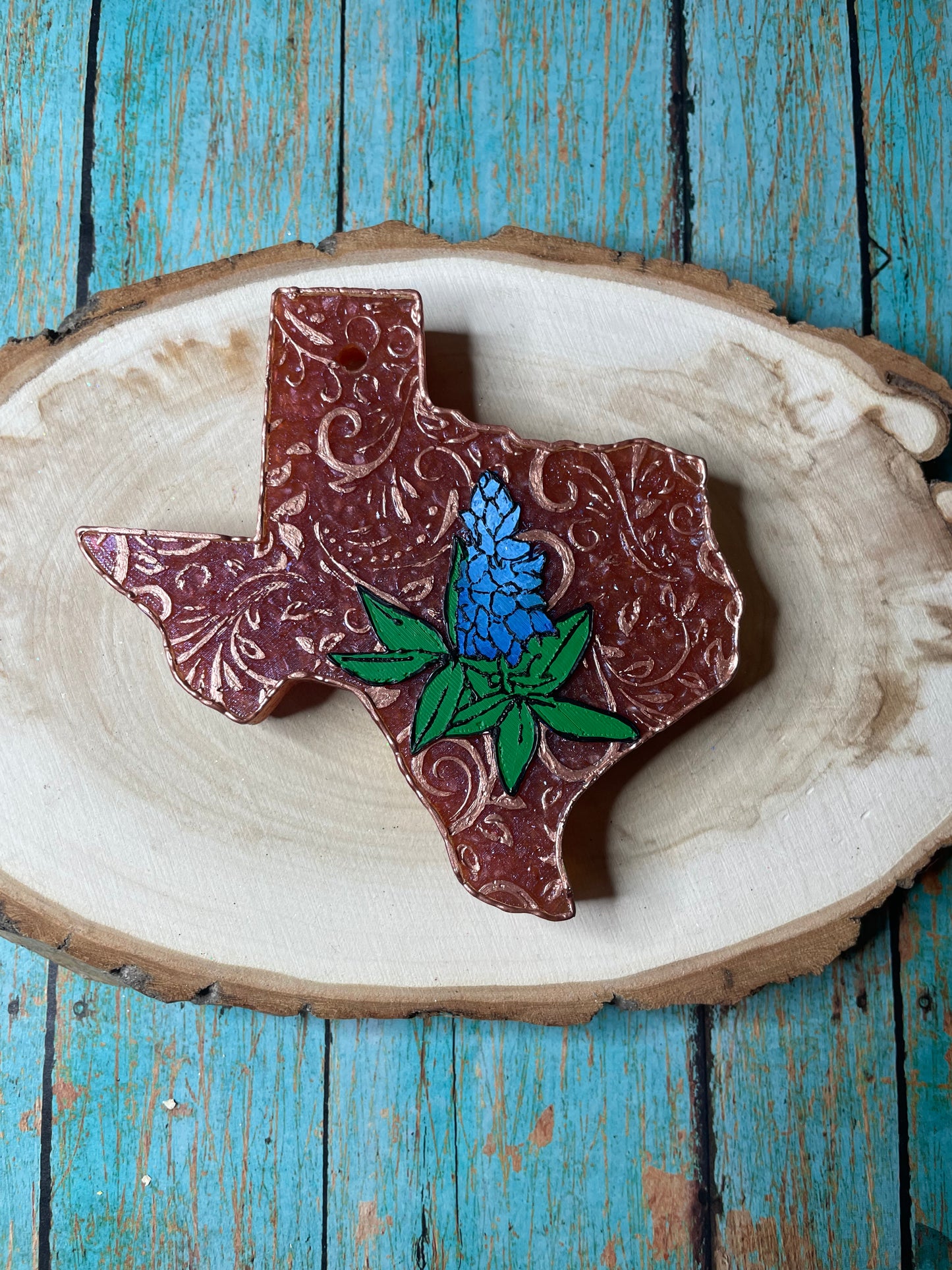 Leather Tooled Texas with Bluebonnet Mold for Freshies, Soap, Ice, Resin, etc.