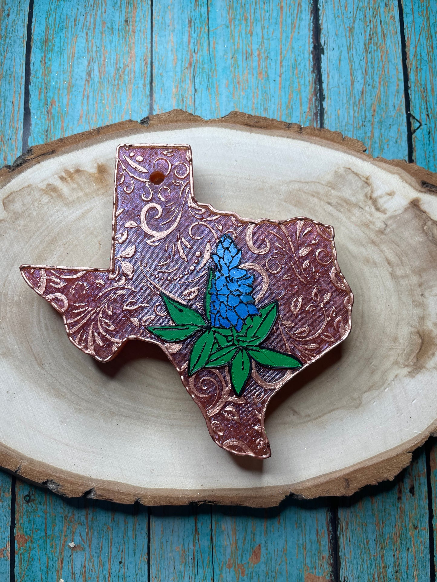 Leather Tooled Texas with Bluebonnet Mold for Freshies, Soap, Ice, Resin, etc.