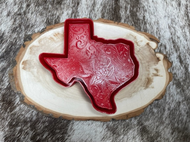 Leather Tooled Texas with Bluebonnet Mold for Freshies, Soap, Ice, Resin, etc.