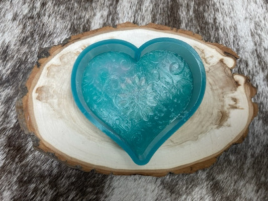 Leather Tooled Heart with Squash Blossom Mold for Freshies, Soap, Ice, Resin, etc.