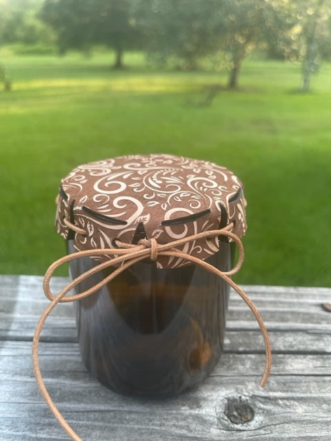 Wholesale Leather Candle Topper for 8 oz Sexy Amber Jar