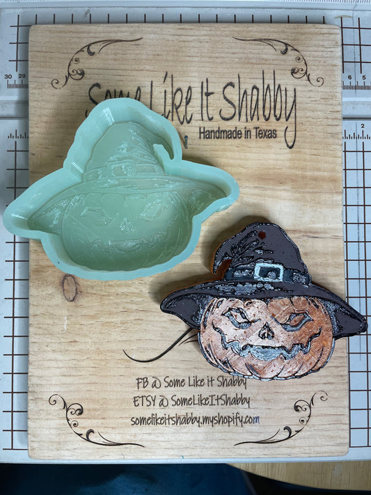 Creepy Pumpkin in Witch Hat Mold for Freshies, Soap, Ice, Resin, etc.