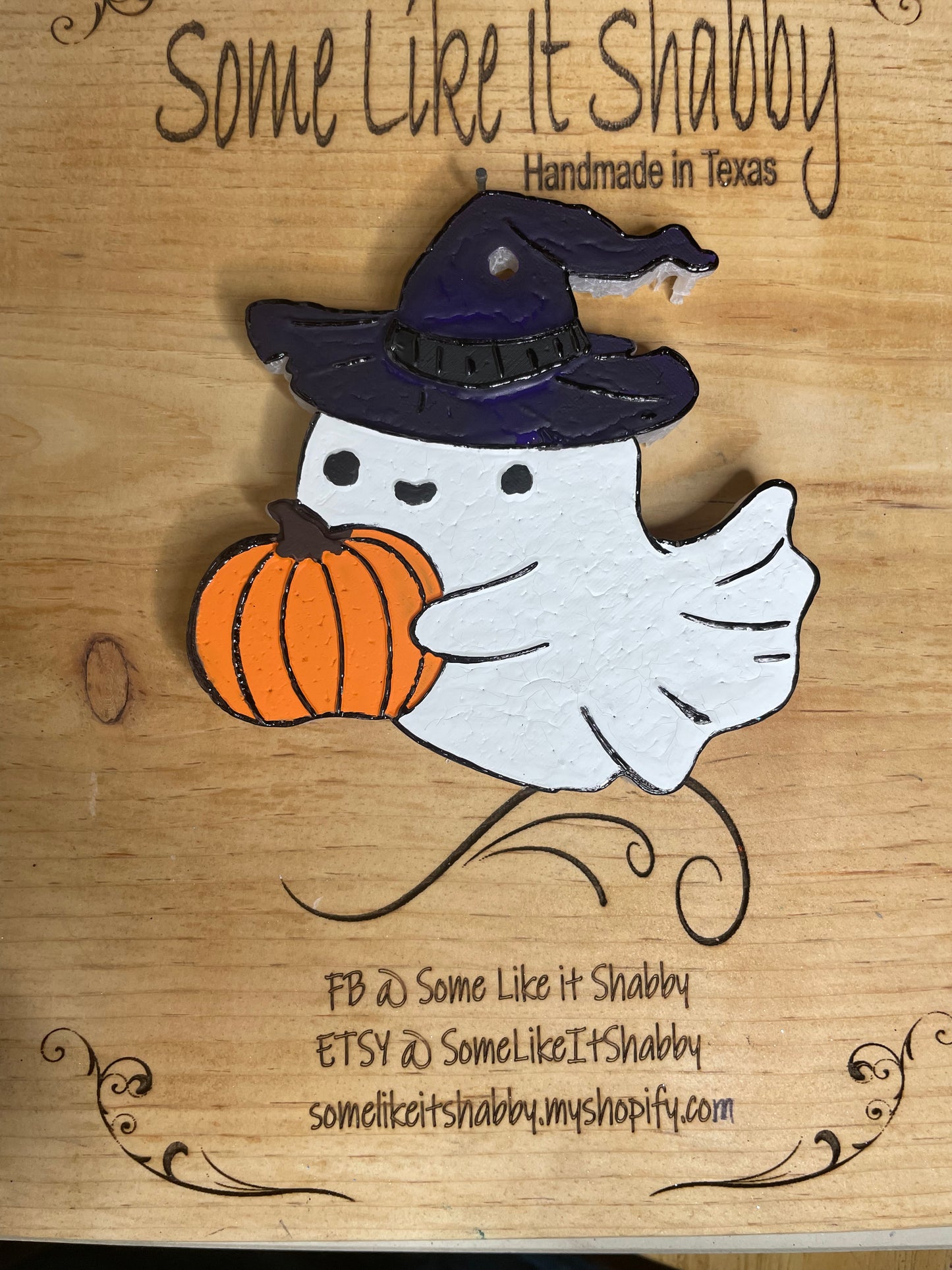 Ghost in Witch Hat Holding Pumpkin Mold for Freshies, Soap, Ice, Resin, etc.