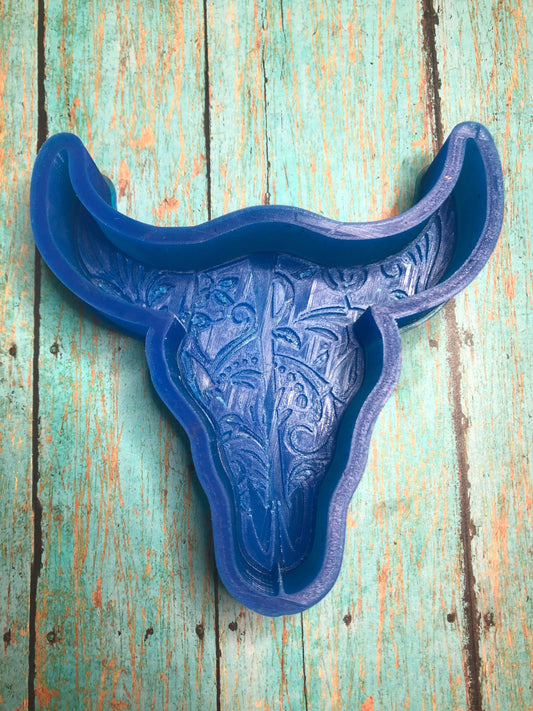 Leather Tooled Bull Skull Mold for Freshies, Soap, Ice, Resin, etc.