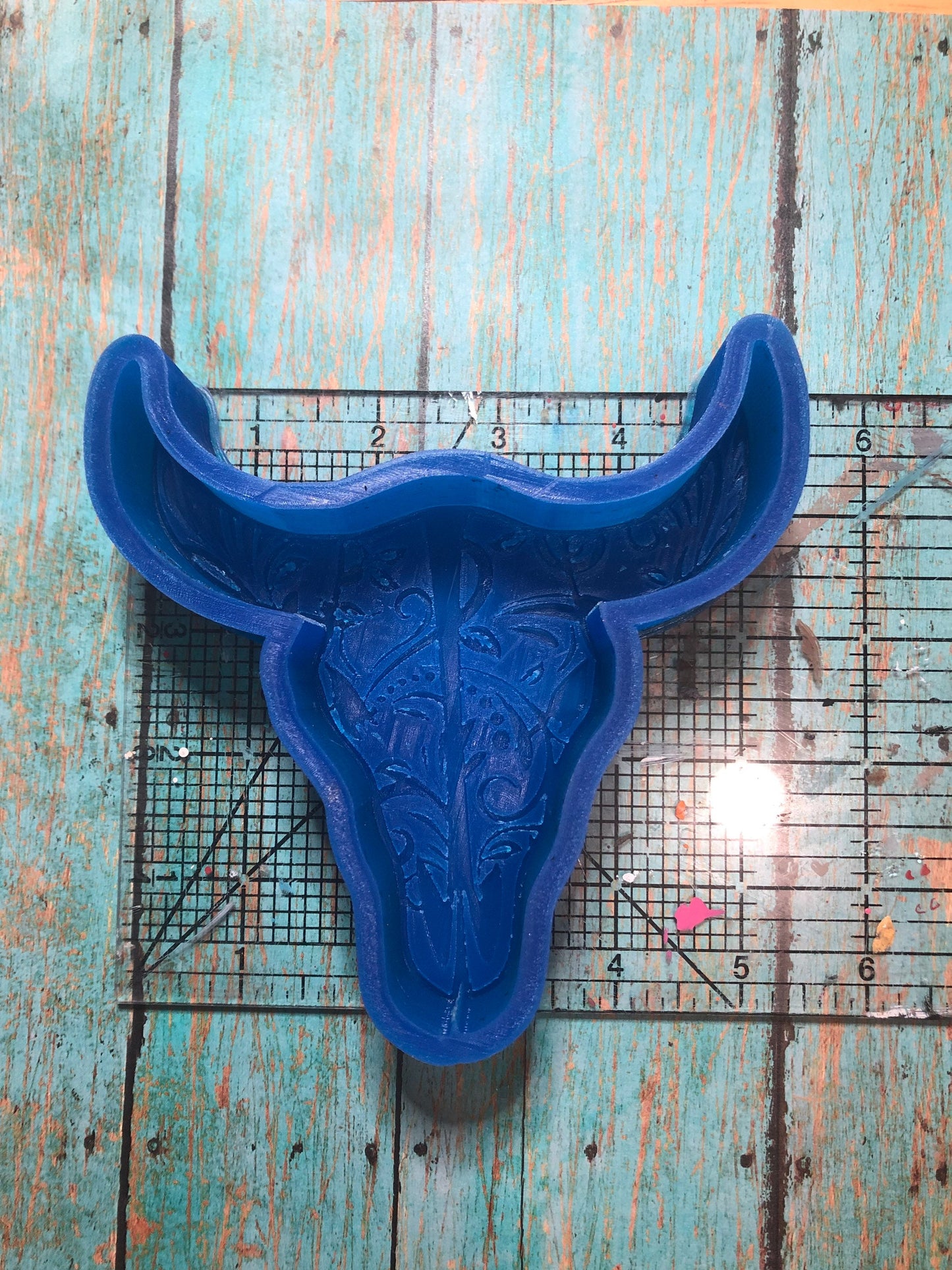 Leather Tooled Bull Skull Mold for Freshies, Soap, Ice, Resin, etc.