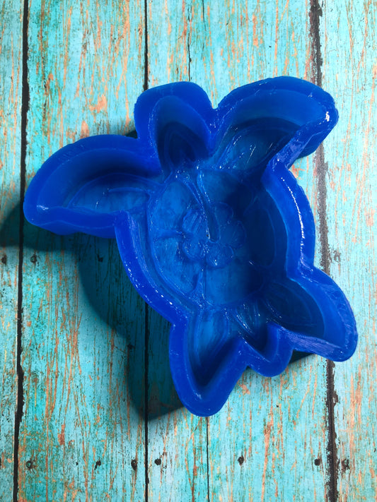 Sea Turtle with Hibiscus Silicone Mold for Freshies, Soap, Ice, Resin, etc.