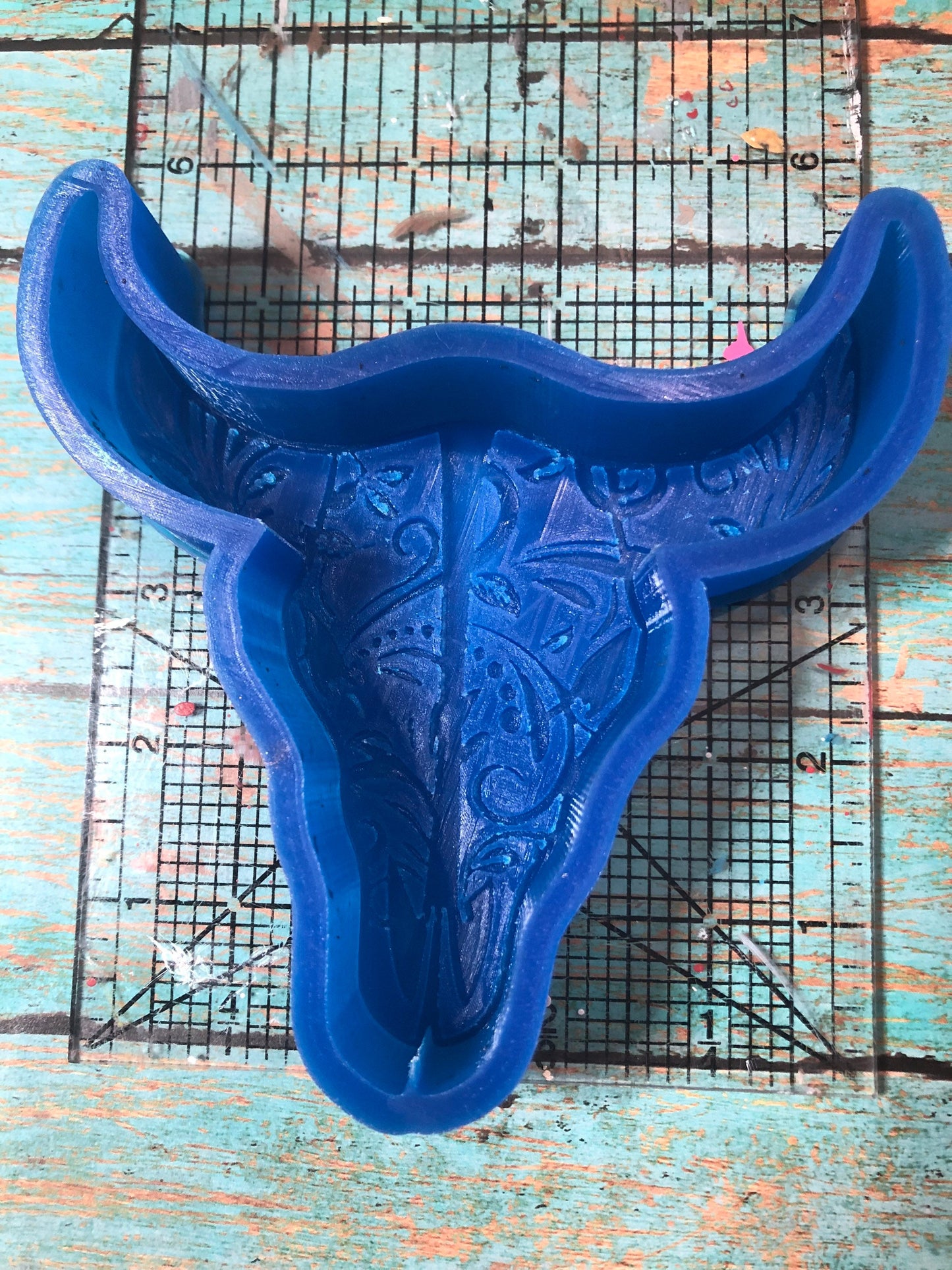 Leather Tooled Bull Skull Mold for Freshies, Soap, Ice, Resin, etc.