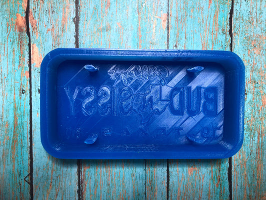 Bud and Sissy License Plate Silicone Mold for Freshies, Soap, Ice, Resin, and more.