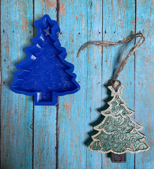 Leather Tooled Christmas Tree with Star Mold for Freshies, Soap, Ice, Resin, etc.